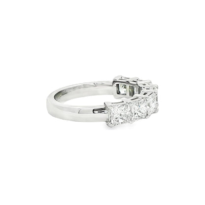 2.21 CT. Seven Princess Cut Diamond Half Eternity Ring in Platinum view 4