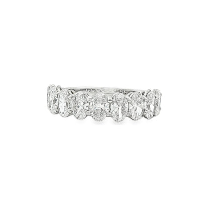 2.22 CT. Nine Oval Brilliant Diamond Half Eternity Band in Platinum