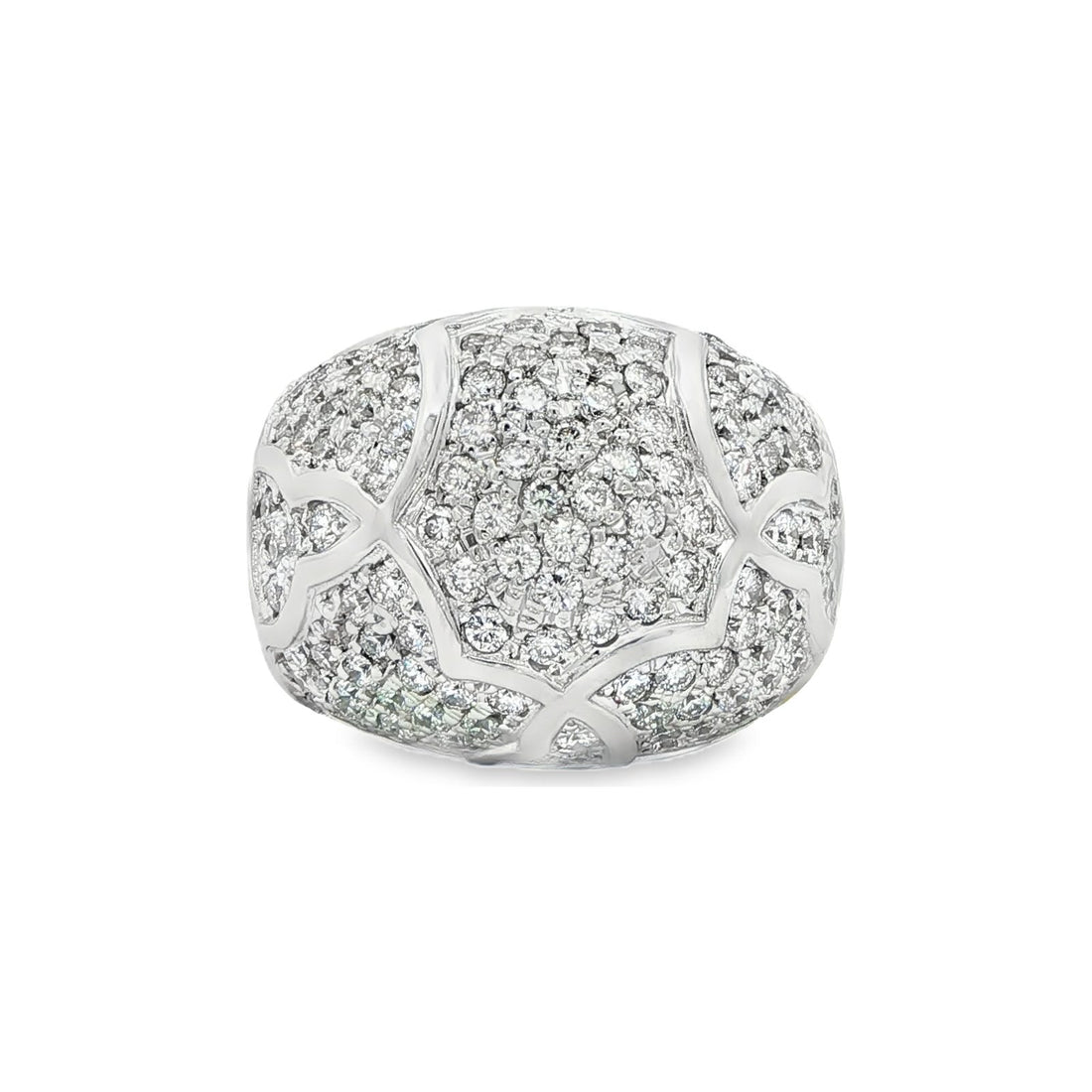 2.36 CT. Round Brilliant Pavé Diamond Cocktail Ring in 18K White Gold