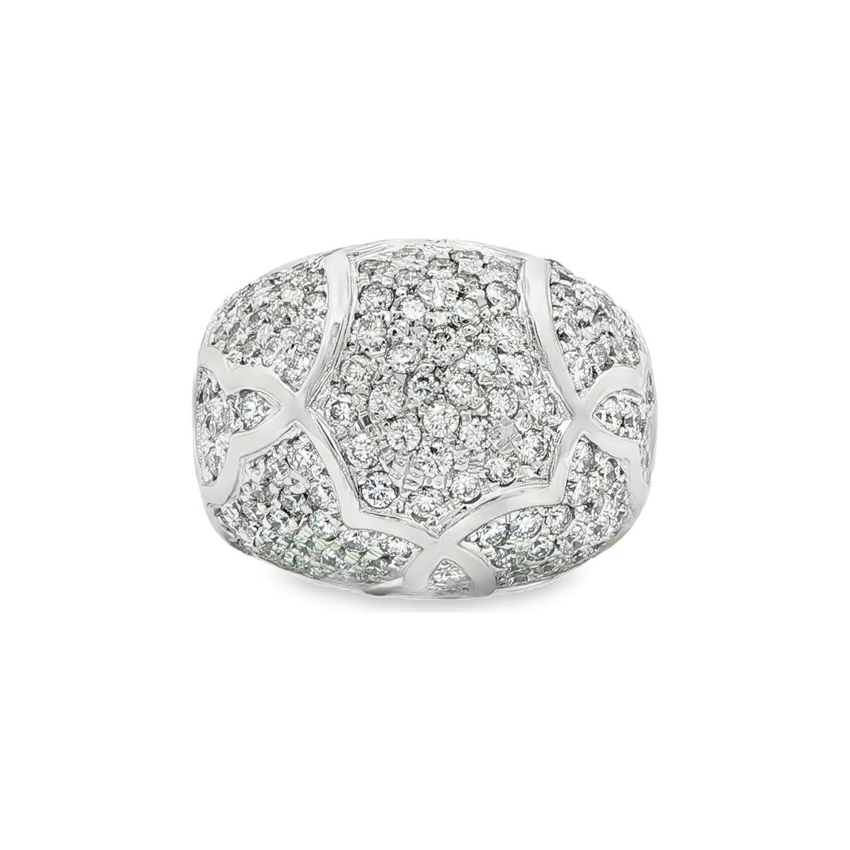 2.36 CT. Round Brilliant Pavé Diamond Cocktail Ring in 18K White Gold