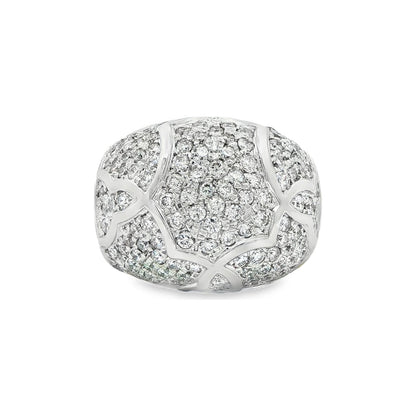 2.36 CT. Round Brilliant Pavé Diamond Cocktail Ring in 18K White Gold
