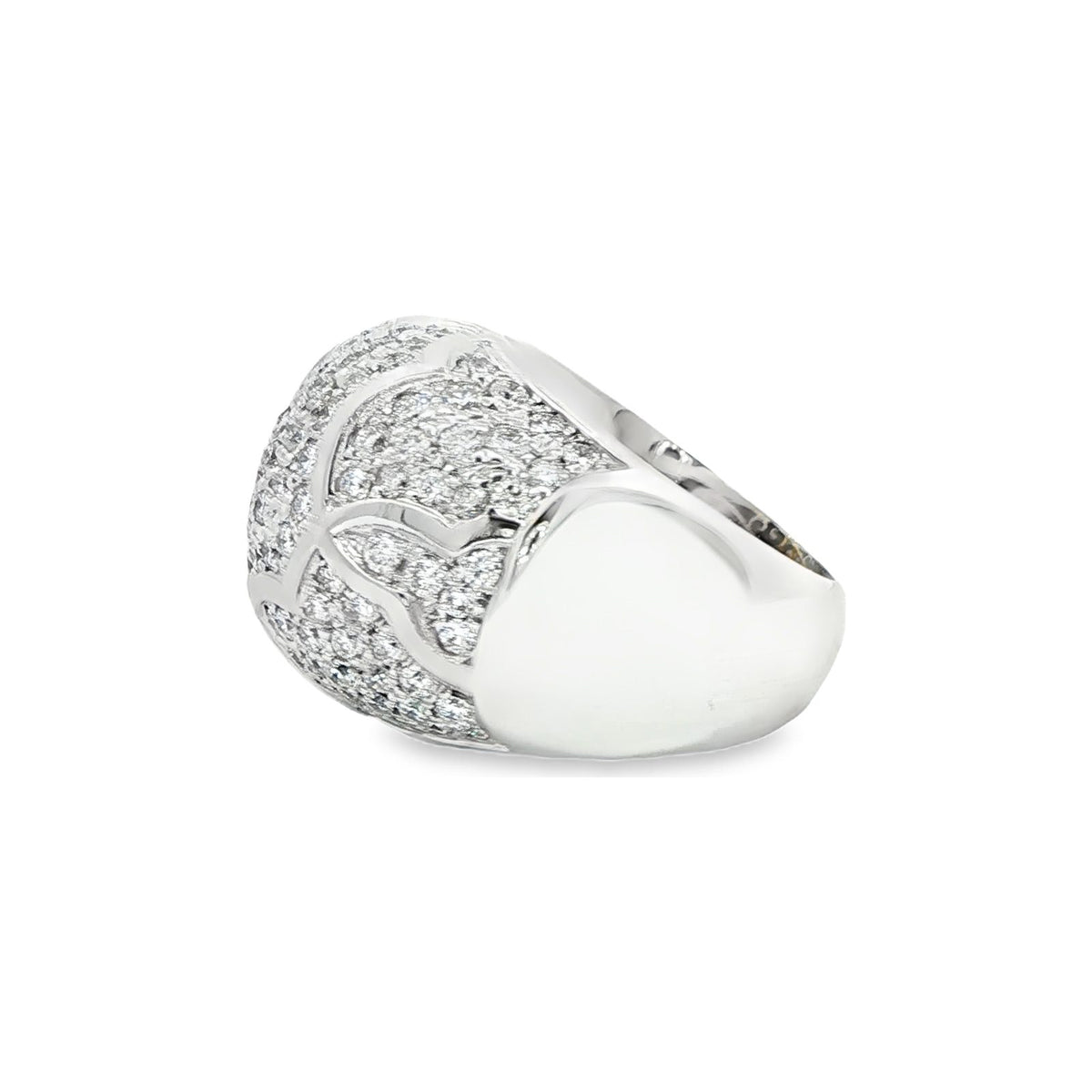 2.36 CT. Round Brilliant Pavé Diamond Cocktail Ring in 18K White Gold view 2
