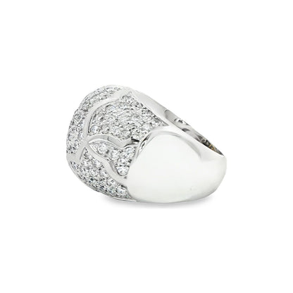 2.36 CT. Round Brilliant Pavé Diamond Cocktail Ring in 18K White Gold view 2