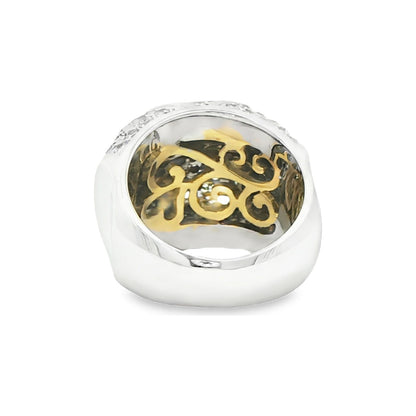 2.36 CT. Round Brilliant Pavé Diamond Cocktail Ring in 18K White Gold view 3