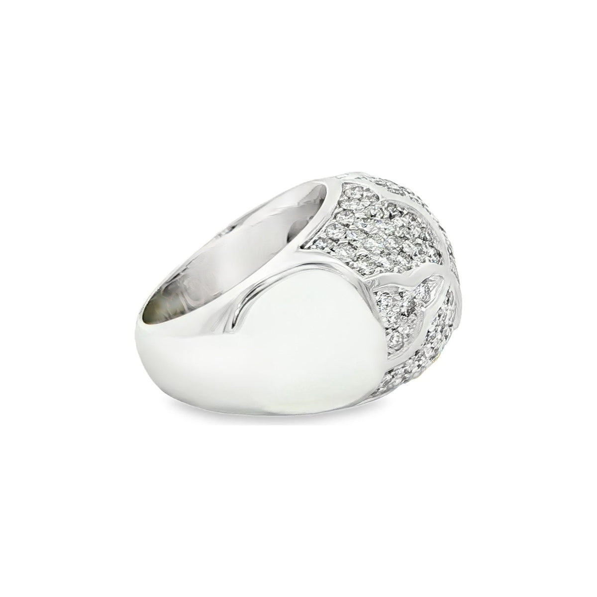 2.36 CT. Round Brilliant Pavé Diamond Cocktail Ring in 18K White Gold view 4