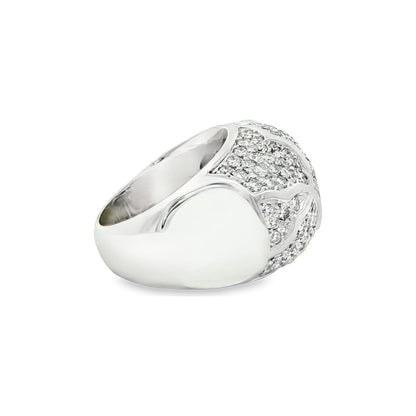 2.36 CT. Round Brilliant Pavé Diamond Cocktail Ring in 18K White Gold view 4