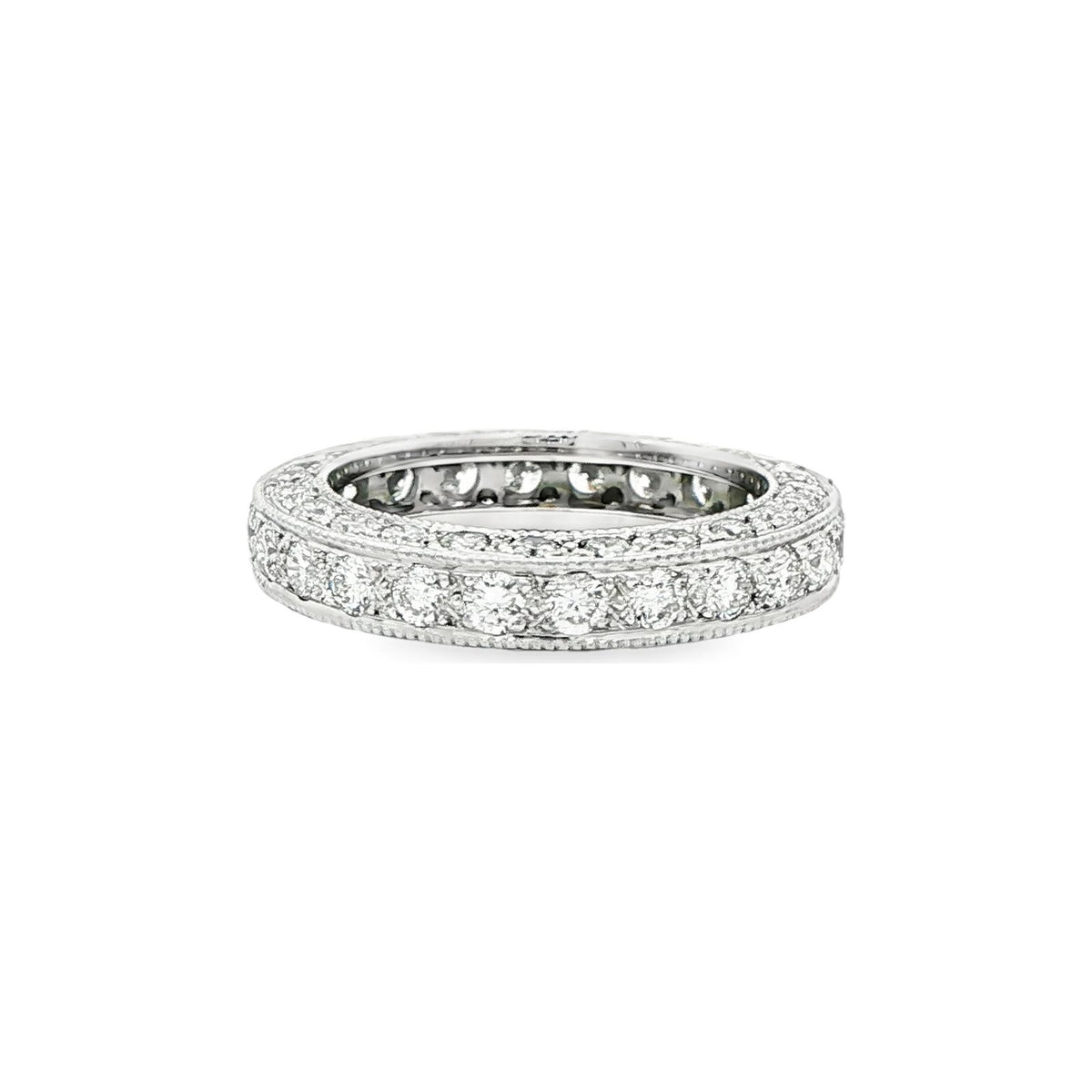 2.49 CT. Round Brilliant Pavé Diamond Eternity Band in Platinum view 3