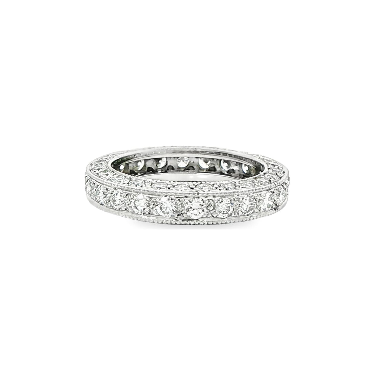 2.49 CT. Round Brilliant Pavé Diamond Eternity Band in Platinum view 4