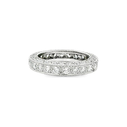 2.49 CT. Round Brilliant Pavé Diamond Eternity Band in Platinum view 4