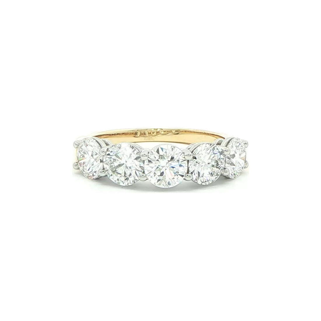 2.56 CT. Five Round Brilliant Diamond Band in Platinum and 18K Yellow Gold