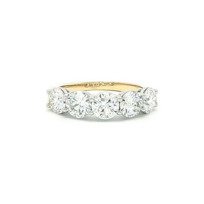 2.56 CT. Five Round Brilliant Diamond Band in Platinum and 18K Yellow Gold