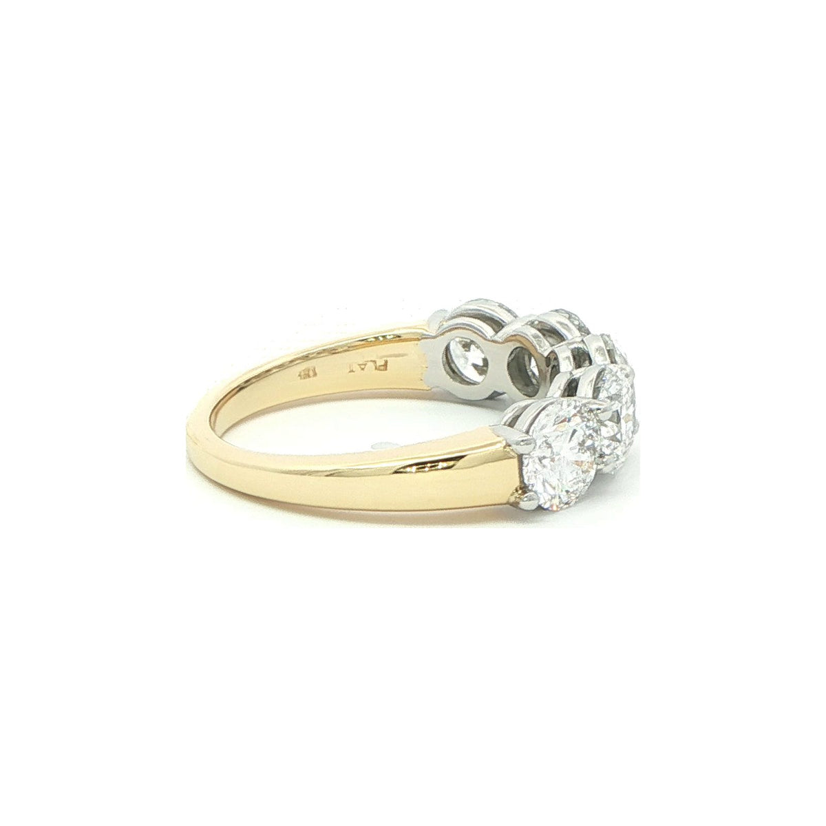 2.56 CT. Five Round Brilliant Diamond Band in Platinum and 18K Yellow Gold view 4