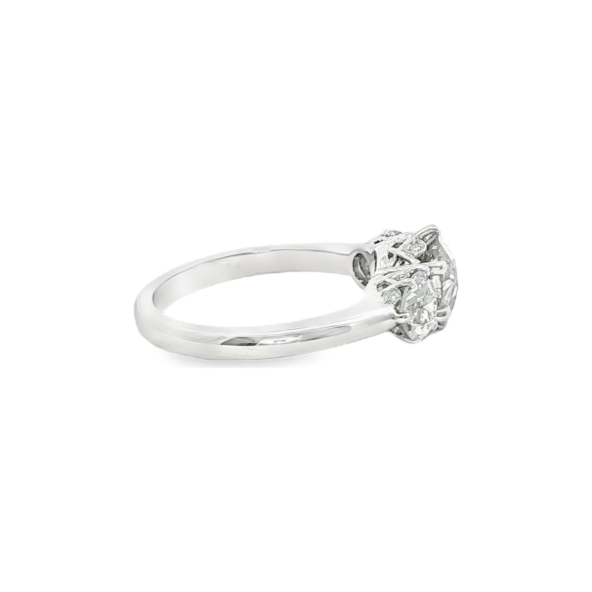 2.58 CT. Old Mine Cut Diamond Three Stone Ring in Platinum view 3