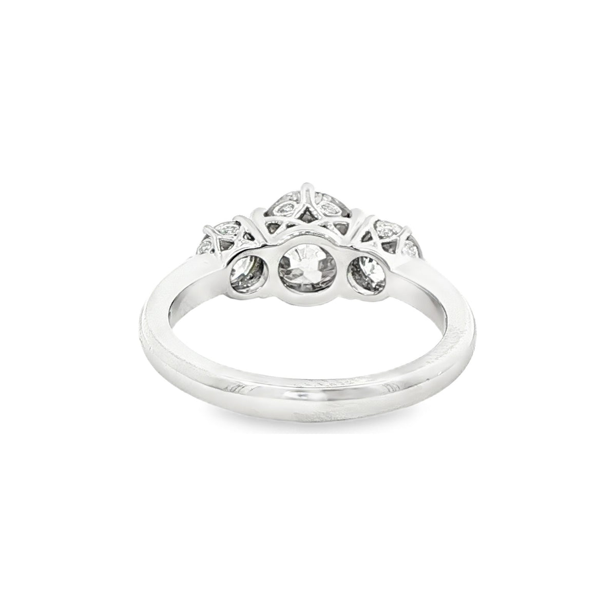 2.58 CT. Old Mine Cut Diamond Three Stone Ring in Platinum view 5