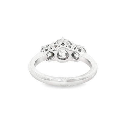 2.58 CT. Old Mine Cut Diamond Three Stone Ring in Platinum view 5