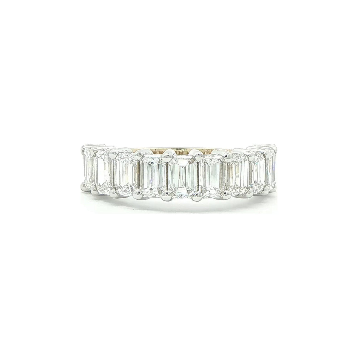2.62 CT. Ten Emerald Cut Diamond Half Eternity Band in 14K White and Yellow Gold
