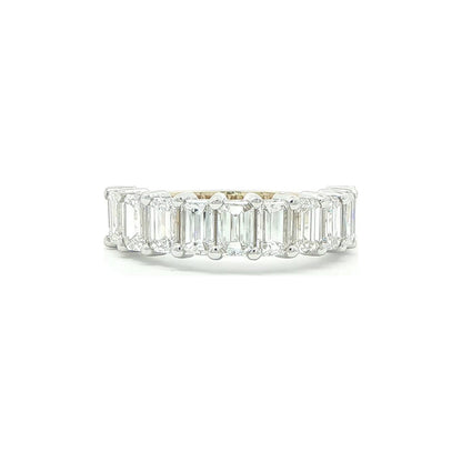 2.62 CT. Ten Emerald Cut Diamond Half Eternity Band in 14K White and Yellow Gold