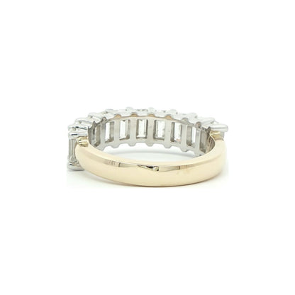 2.62 CT. Ten Emerald Cut Diamond Half Eternity Band in 14K White and Yellow Gold view 3