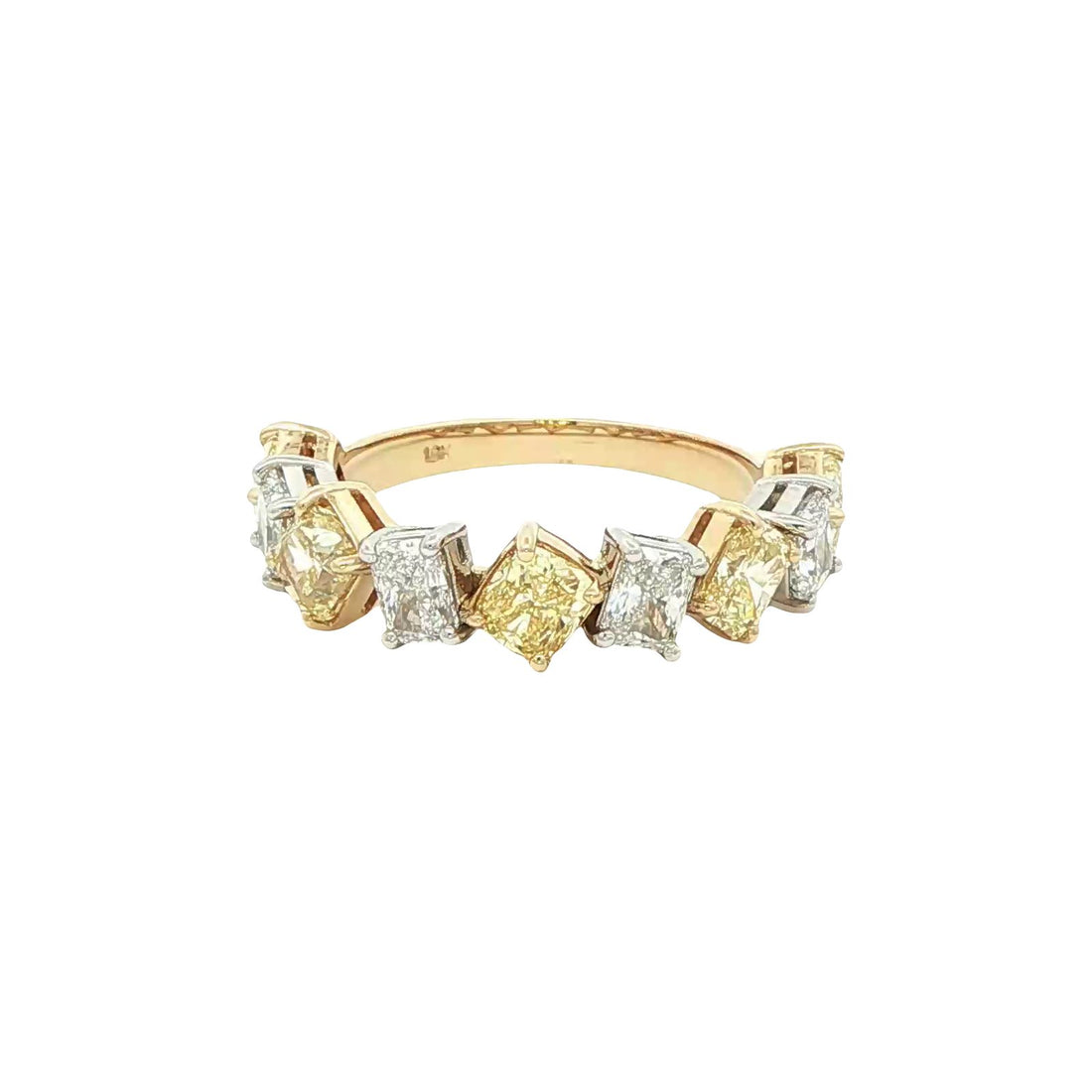 2.73 CT. Fancy Yellow and White Diamond Alternating Band in 18K Yellow Gold and Platinum