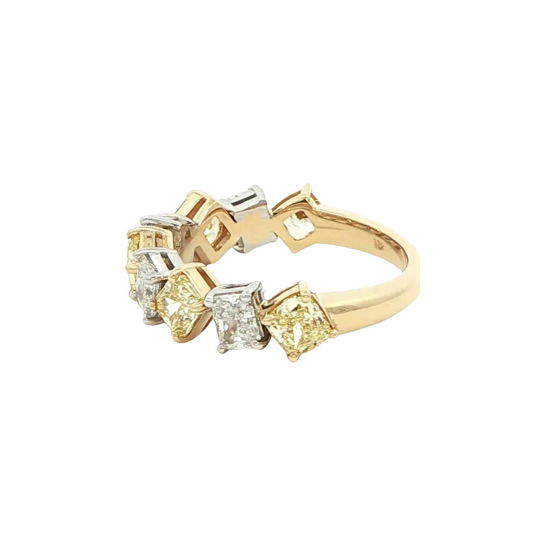 2.73 CT. Fancy Yellow and White Diamond Alternating Band in 18K Yellow Gold and Platinum view 2