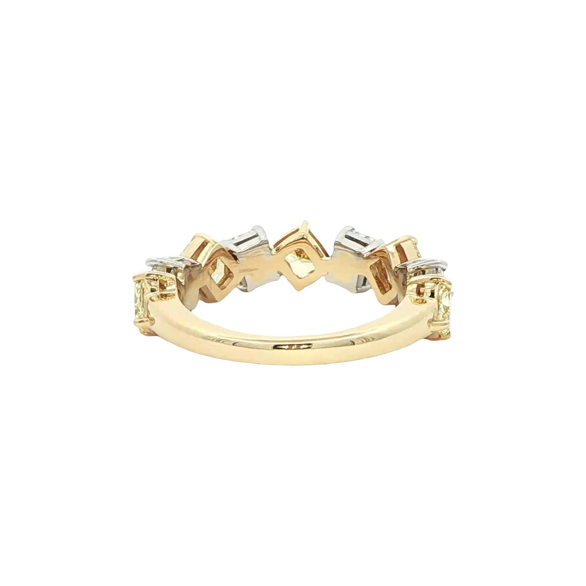 2.73 CT. Fancy Yellow and White Diamond Alternating Band in 18K Yellow Gold and Platinum view 3
