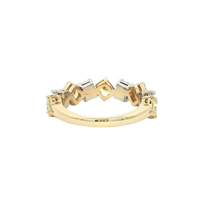 2.73 CT. Fancy Yellow and White Diamond Alternating Band in 18K Yellow Gold and Platinum view 3