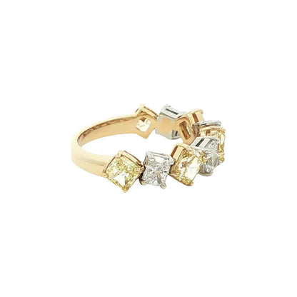 2.73 CT. Fancy Yellow and White Diamond Alternating Band in 18K Yellow Gold and Platinum view 4
