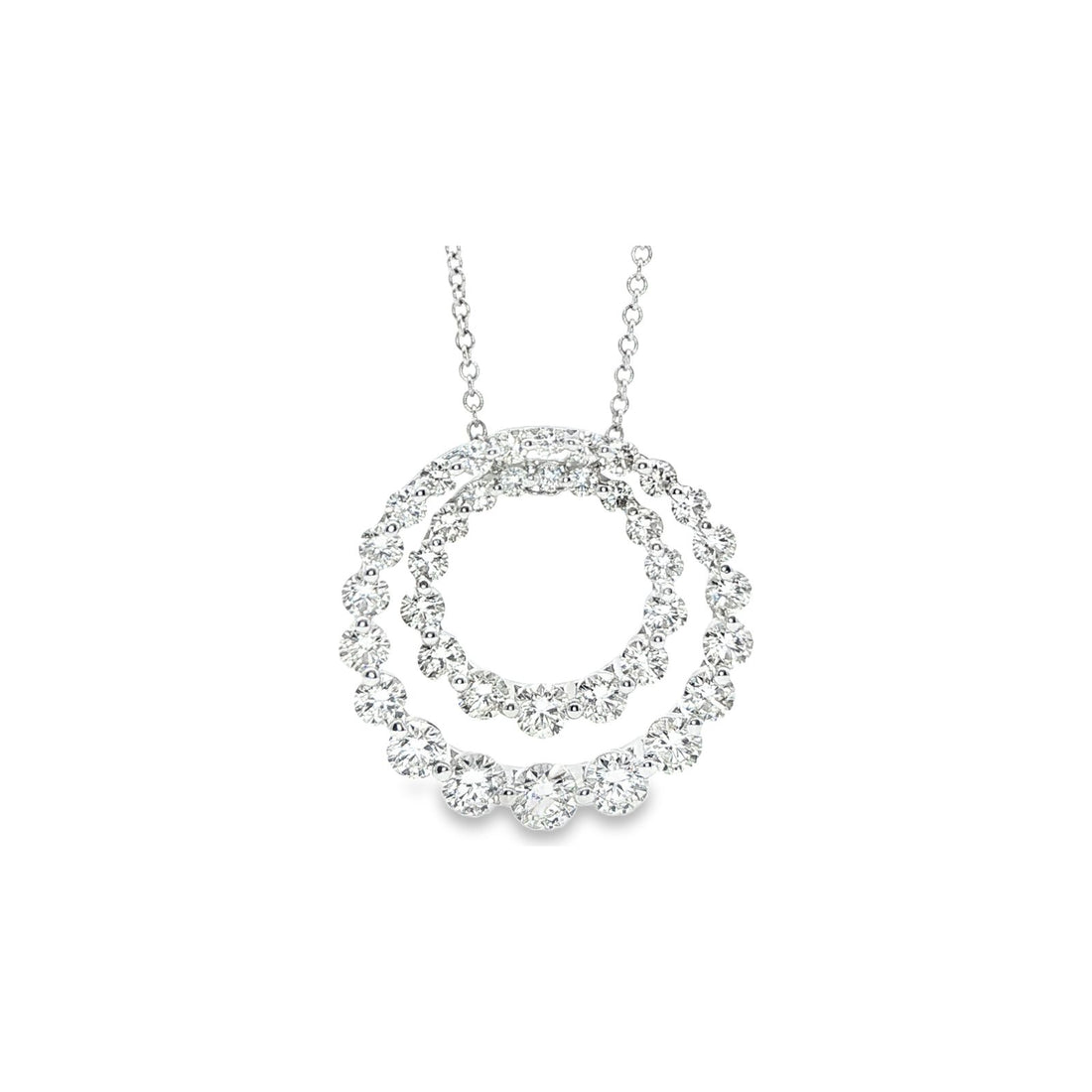 2.88 CT. Round Brilliant Diamond Double Circle Pendant in 14K White Gold