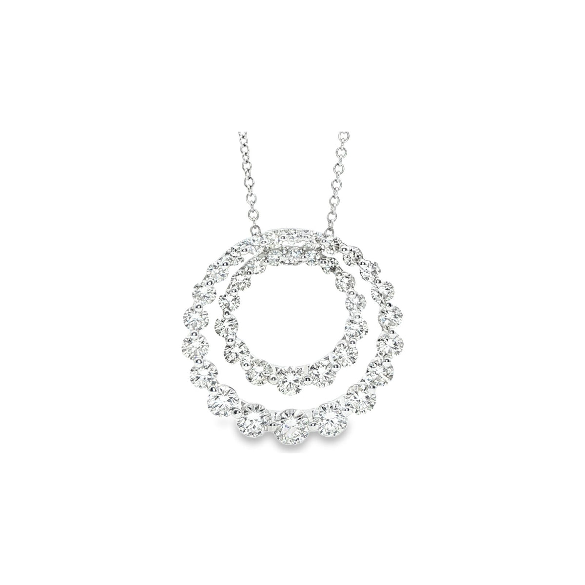 2.88 CT. Round Brilliant Diamond Double Circle Pendant in 14K White Gold