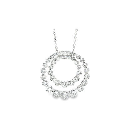 2.88 CT. Round Brilliant Diamond Double Circle Pendant in 14K White Gold