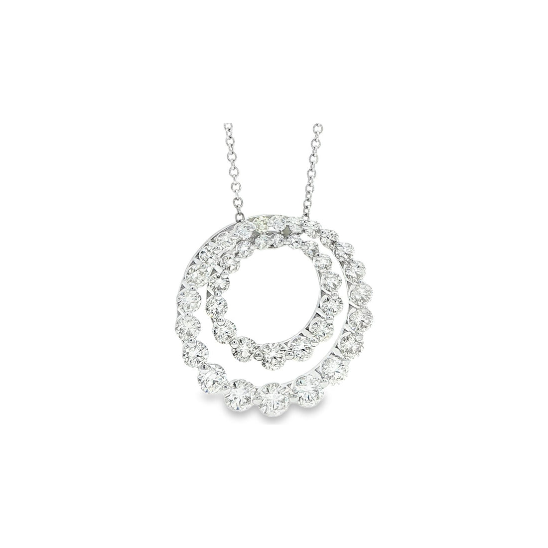 2.88 CT. Round Brilliant Diamond Double Circle Pendant in 14K White Gold view 2