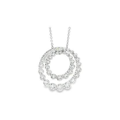 2.88 CT. Round Brilliant Diamond Double Circle Pendant in 14K White Gold view 2