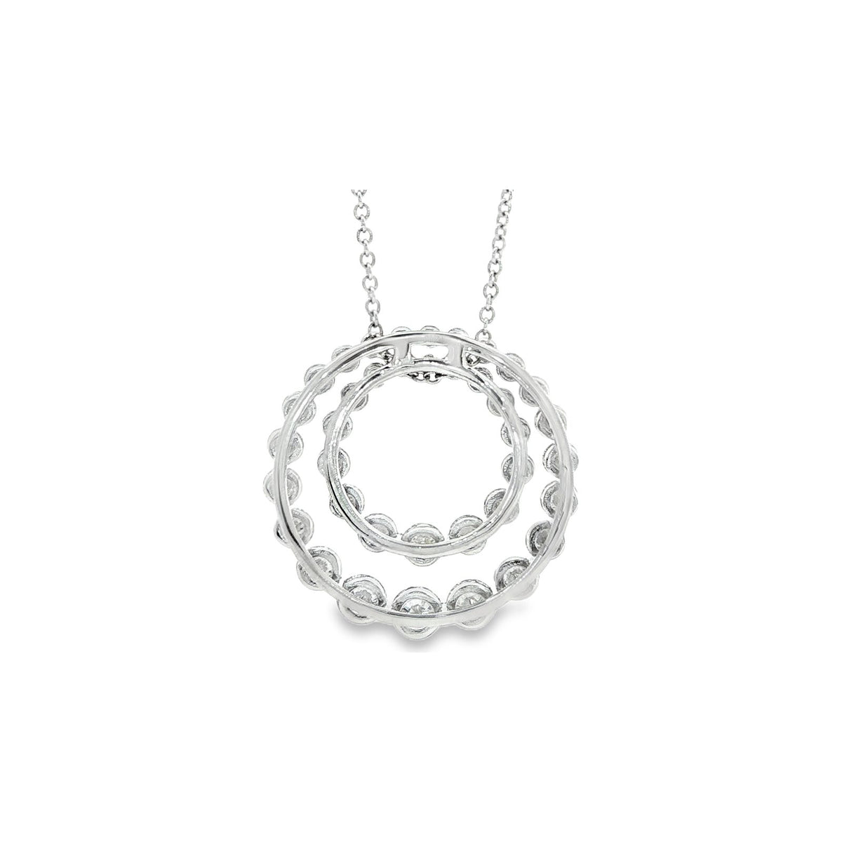 2.88 CT. Round Brilliant Diamond Double Circle Pendant in 14K White Gold view 4