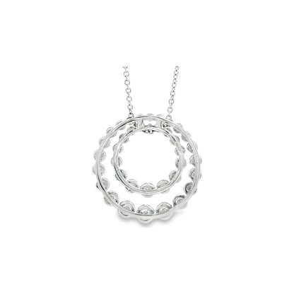 2.88 CT. Round Brilliant Diamond Double Circle Pendant in 14K White Gold view 4