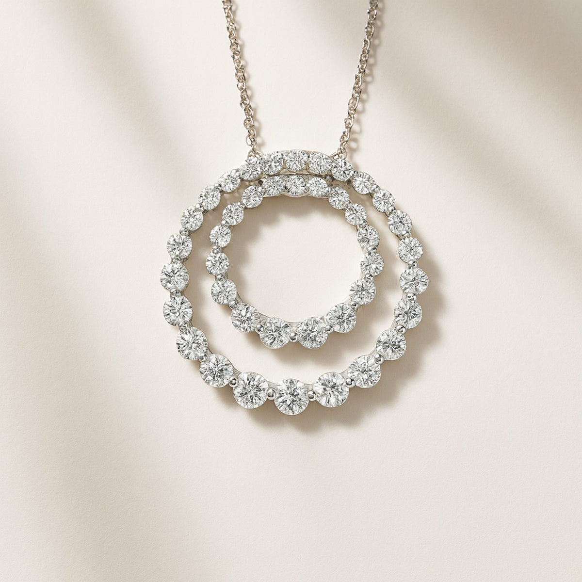 2.88 CT. Round Brilliant Diamond Double Circle Pendant in 14K White Gold styled view