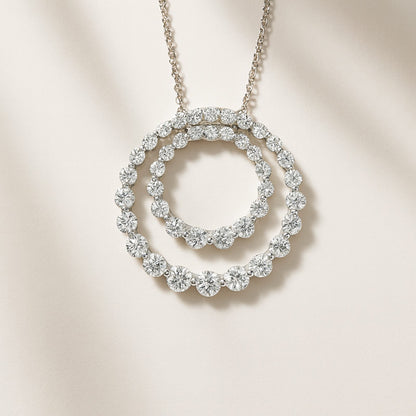 2.88 CT. Round Brilliant Diamond Double Circle Pendant in 14K White Gold styled view