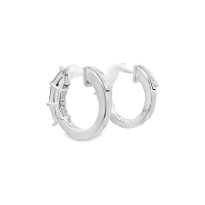 3.01 CT. Emerald Cut Diamond Hoop Earrings in 14K White Gold view 4