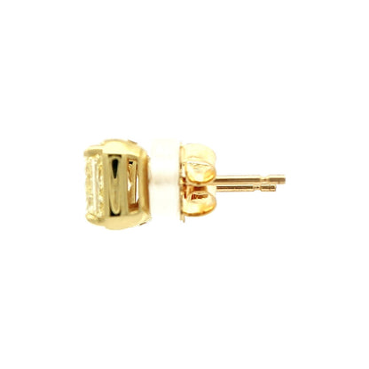 3.03 CT. Radiant Cut Fancy Light Yellow Diamond Stud Earrings in 18K Yellow Gold view 2