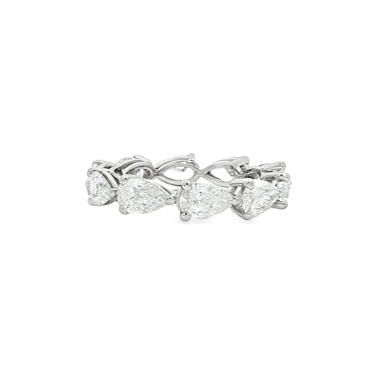 3.09 CT. GIA Certified Pear Shape Diamond Eternity Ring in Platinum view 3