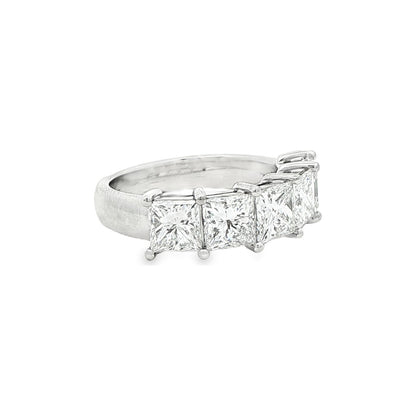 3.51 CT. Five GIA Certified Princess Cut Diamond Band in Platinum view 2