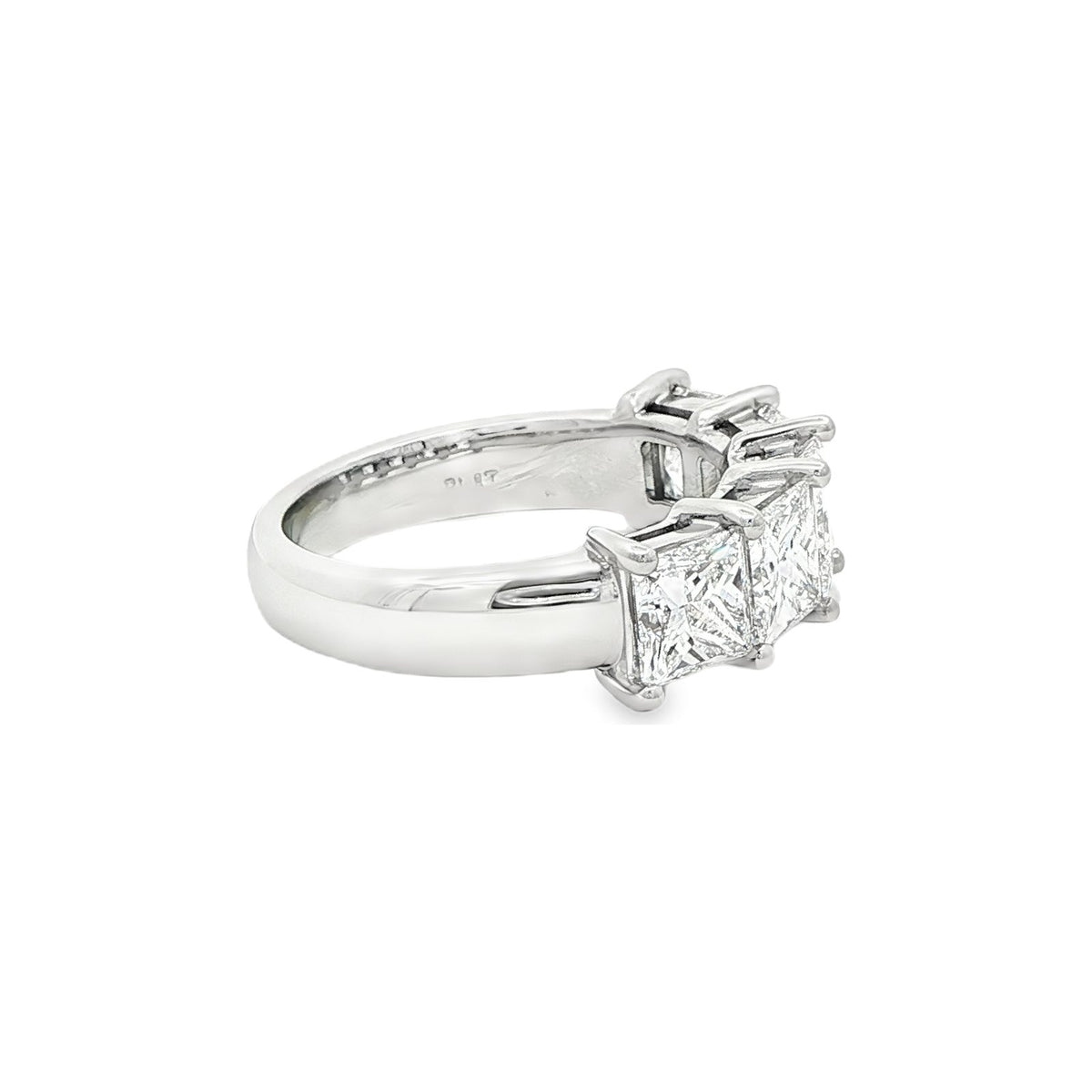 3.51 CT. Five GIA Certified Princess Cut Diamond Band in Platinum view 3