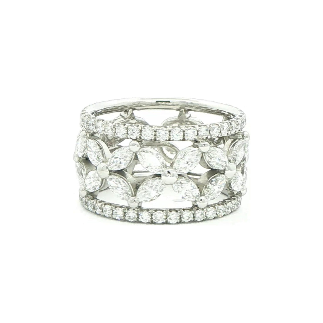 3.68 CT. Marquise and Round Brilliant Diamond Eternity Band in Platinum