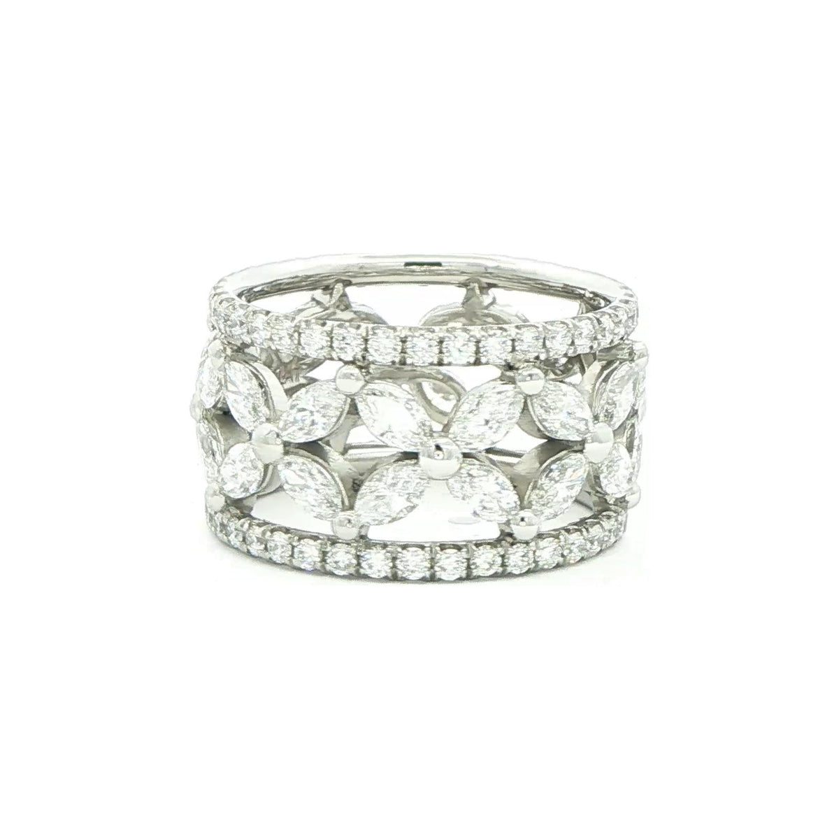 3.68 CT. Marquise and Round Brilliant Diamond Eternity Band in Platinum