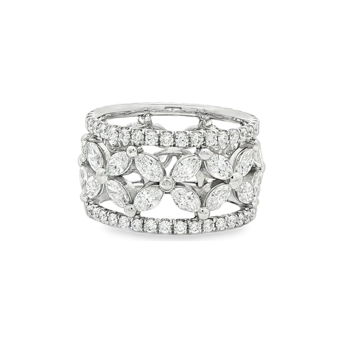 3.68 CT. Marquise and Round Brilliant Diamond Eternity Band in Platinum view 2