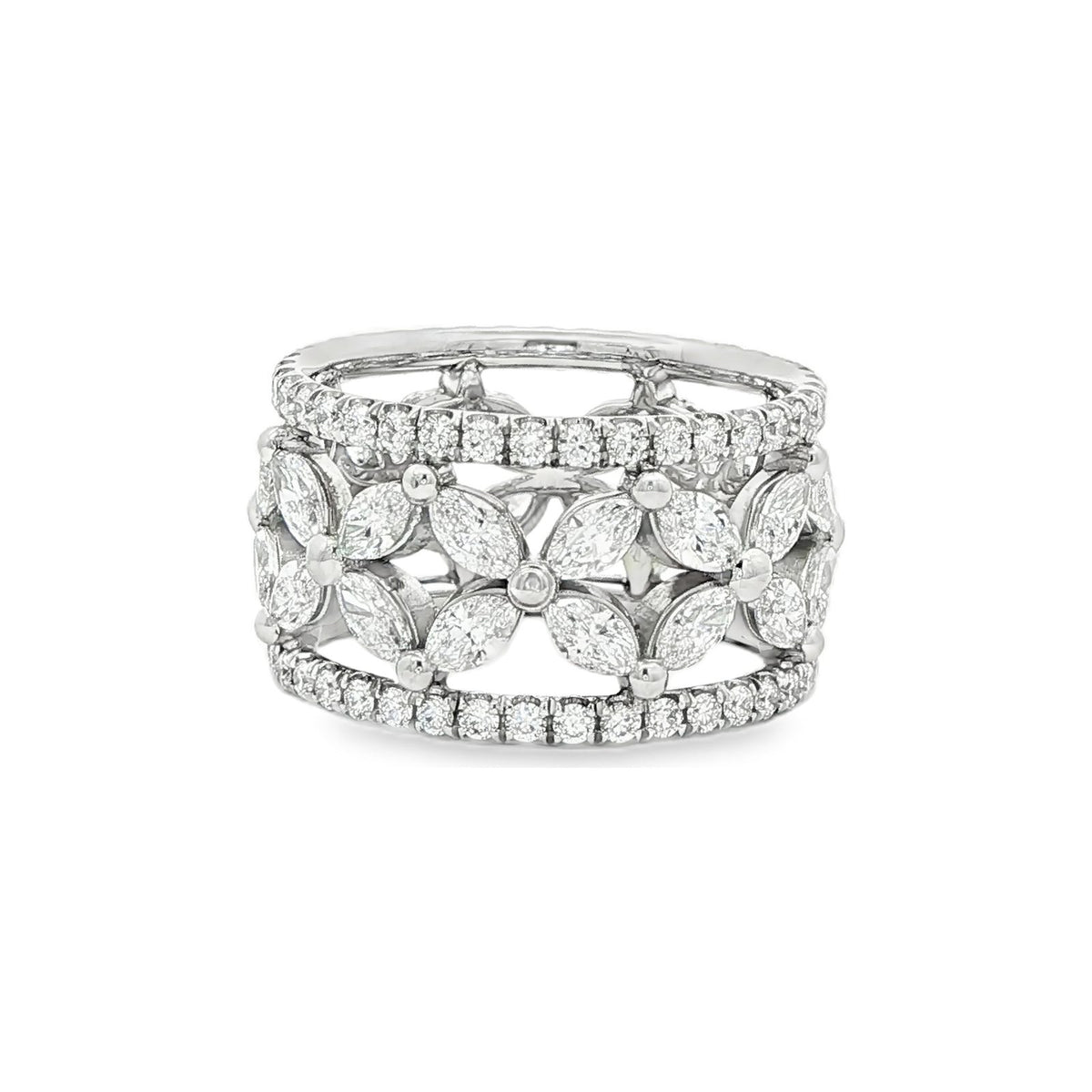 3.68 CT. Marquise and Round Brilliant Diamond Eternity Band in Platinum view 2