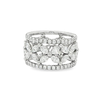 3.68 CT. Marquise and Round Brilliant Diamond Eternity Band in Platinum view 2
