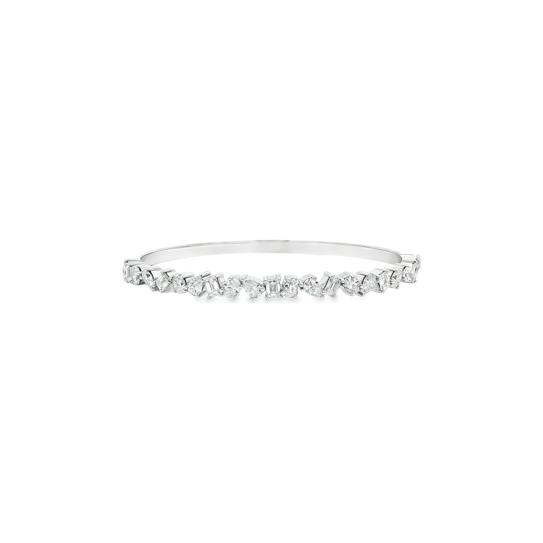 3.80 CT. Fancy Cut Diamond Bangle in 14K White Gold