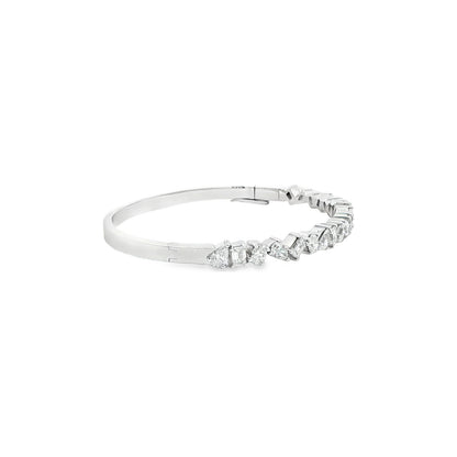 3.80 CT. Fancy Cut Diamond Bangle in 14K White Gold view 3