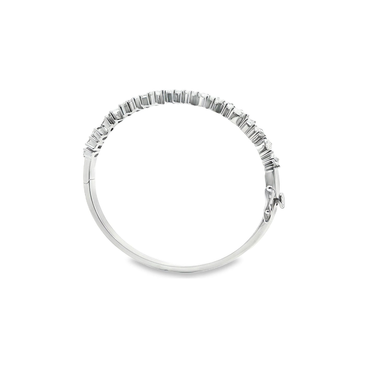 3.80 CT. Fancy Cut Diamond Bangle in 14K White Gold view 4