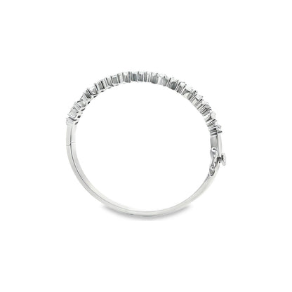 3.80 CT. Fancy Cut Diamond Bangle in 14K White Gold view 4